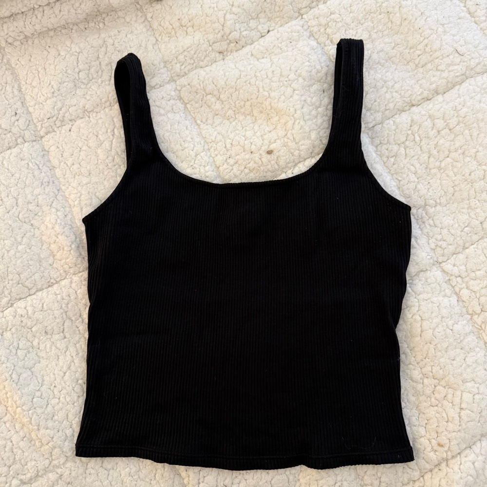 Dynamite Black Ribbed Square-Neck Tank
